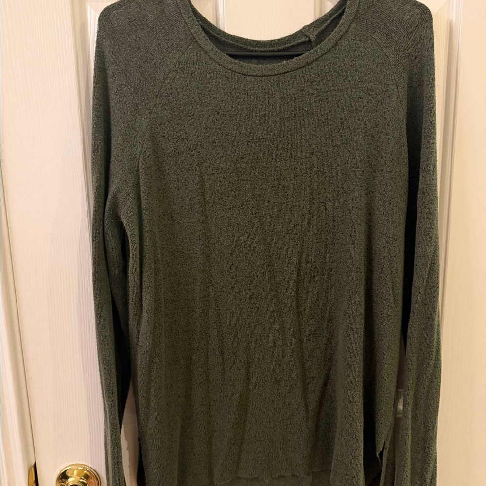 American Eagle Outfitters Plush Olive Green V-Neck Pullover